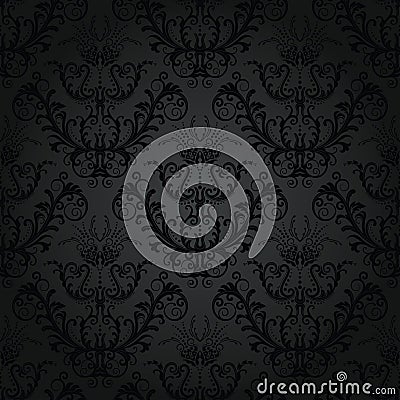 Charcoal floral seamless wallpaper Vector Illustration
