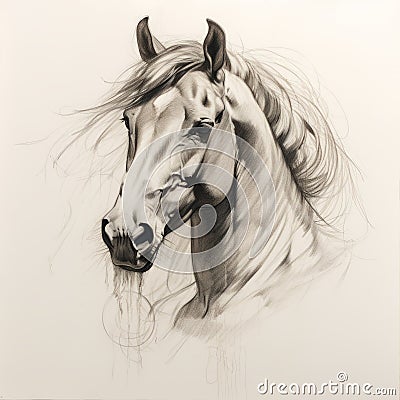 Charcoal Horse Drawing In The Style Of Meghan Howland Stock Photo