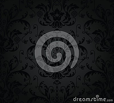 Charcoal seamless floral wallpaper Vector Illustration