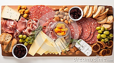 Charcuterie Top View White Background Stock Photo