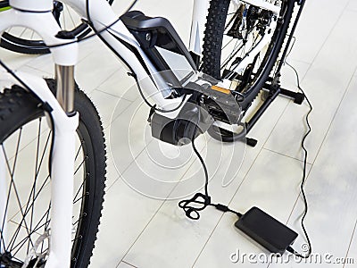 Charge battery electric bike Stock Photo