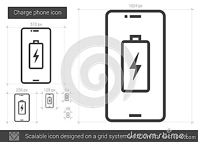 Charge phone line icon. Vector Illustration