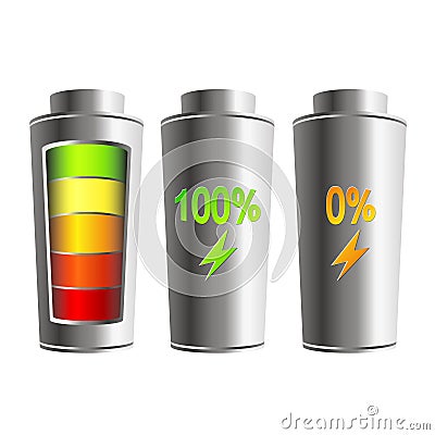 Charged and discharged battery Vector Illustration