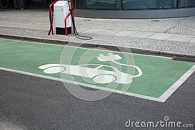 Charging area for electric cars Stock Photo