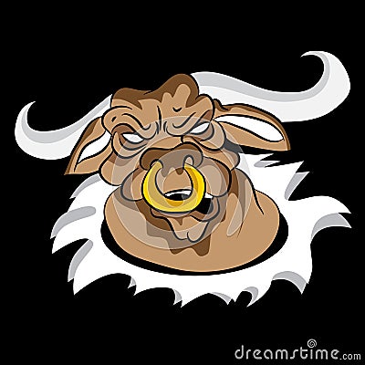 Charging Bull Cartoon Vector Illustration