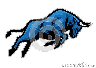 Charging bull mascot jumping Vector Illustration