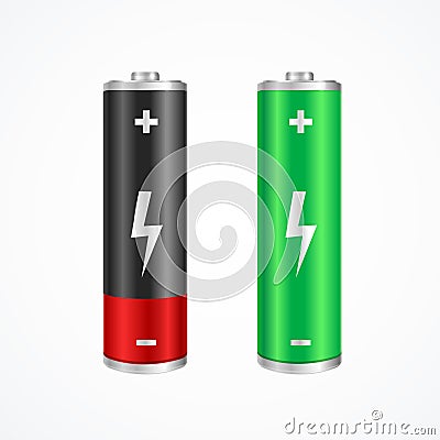 Charging Concept Full and Low Battery. Vector Vector Illustration