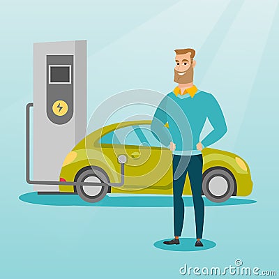 Charging of electric car vector illustration. Vector Illustration