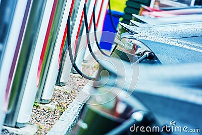 Charging Electric Vehicles Stock Photo