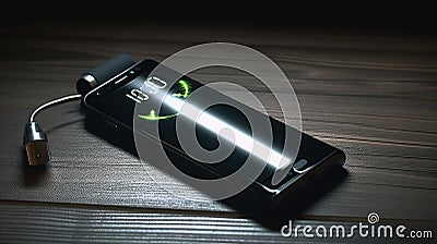 Charging of a mobile phone battery concept. Smartphone and batte Stock Photo