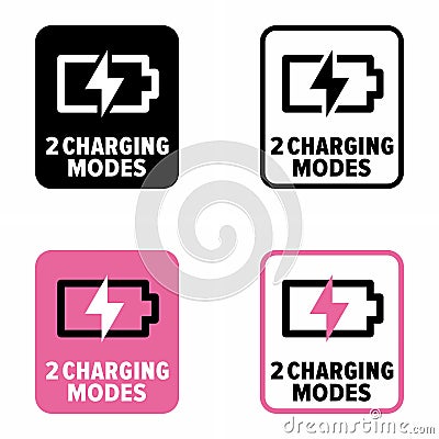 2 charging modes technology item property information sign Vector Illustration
