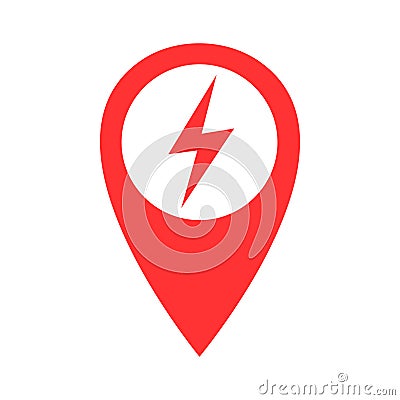 Charging plug point pin vector icon, electric station point pin illustration icon. Cartoon Illustration