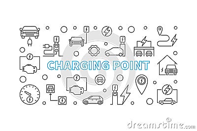 Charging point illustration. Vector EV charge point banner Vector Illustration