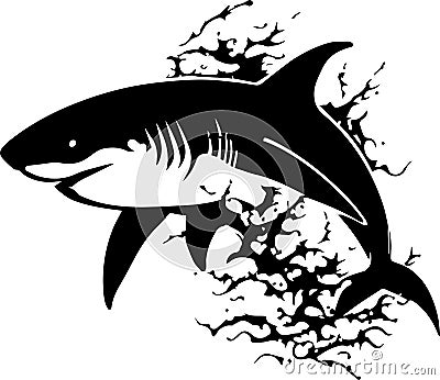 Charging Shark Monochrome Logo Design For Sports Teams and Brands Vector Illustration