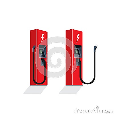 Charging Stations for Electric Car Vector Illustration