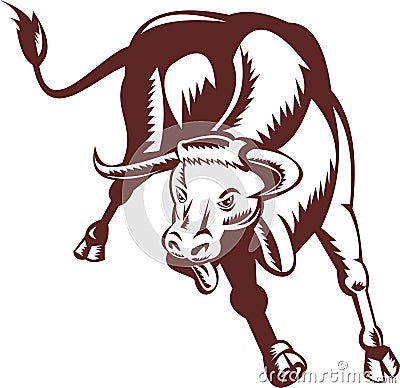 Charging texas longhorn bull Vector Illustration