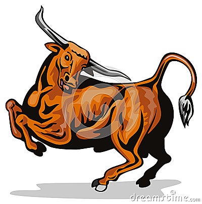 Charging texas longhorn bull Stock Photo