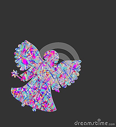 Light Christmas Angel Silhouette without a face. Stock Photo