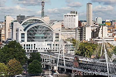 Charing Cross Railway Station from London Eye Editorial Stock Photo