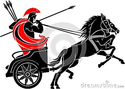 Chariot Charging Spear Weapon Vector Illustration