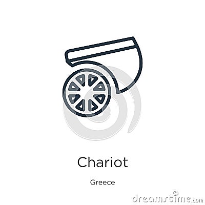 Chariot icon. Thin linear chariot outline icon isolated on white background from greece collection. Line vector chariot sign, Vector Illustration