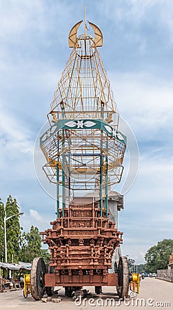 Chariot on side of Srikanteshwara Temple in Ganjangud, India. Editorial Stock Photo