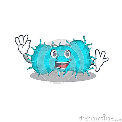 A charismatic bacteria prokaryote mascot design style smiling and waving hand Vector Illustration