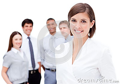 Charismatic businesspeople smiling at the camera Stock Photo