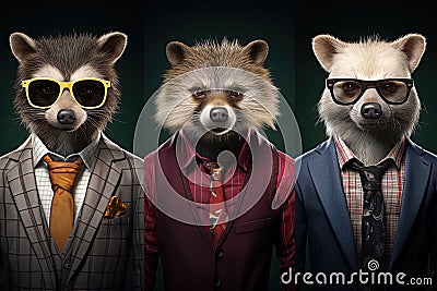 Charismatic, influential portraits, a trend of endearing and attractive animated figures Stock Photo