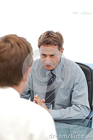 Charismatic manager during an interview Stock Photo