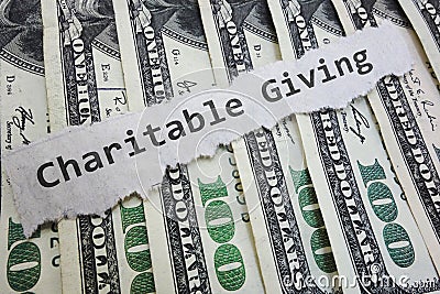 Charitable Contribution money Stock Photo