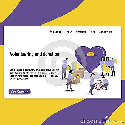 Charitable foundation, volunteer collect and donate, charity or help for people and kids Vector Illustration