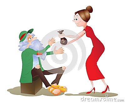 Charity for beggar Stock Photo