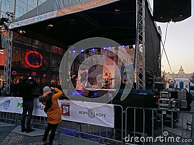 Charity concert in the center of Prague Editorial Stock Photo