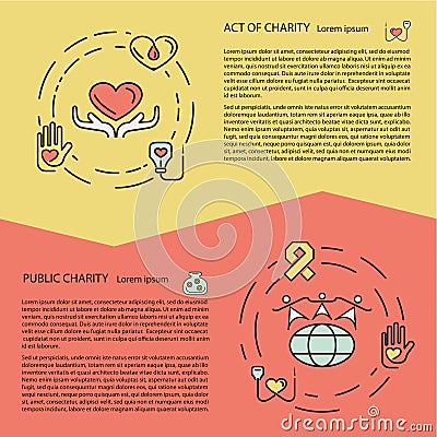 Charity and donation concept set Vector Illustration