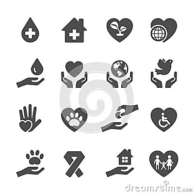 Charity and donation icon set 3, vector eps10 Vector Illustration