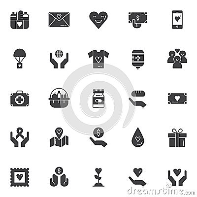 Charity elements vector icons set Vector Illustration