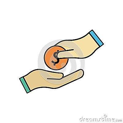 Charity flat icon illustration, to commemorate the international day charity. Design vector Vector Illustration