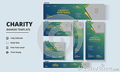 Charity flyer Banner, Life charity existence promotion, Education program Banner Design Vector Illustration