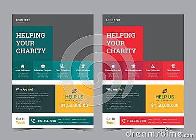 charity flyer donation template. fund collection flyer template. cloth donation flyer Vector Illustration