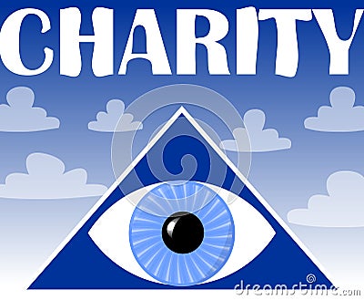 Charity flyer with a symbol of God`s eye in triangle. Vector Illustration