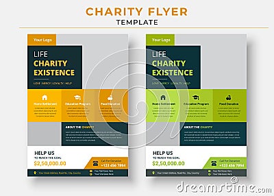 charity flyer Template, life charity existence promotion, education program flyer design Vector Illustration