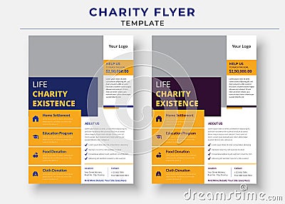 charity flyer Template, life charity existence promotion, education program flyer design Vector Illustration