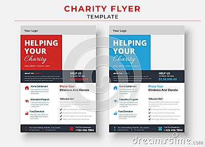 charity flyer Template, life charity existence promotion, education program flyer design Vector Illustration