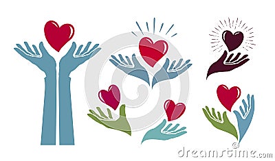 Charity, health logo. Medicine, hospital, life label or icon. Vector illustration Vector Illustration