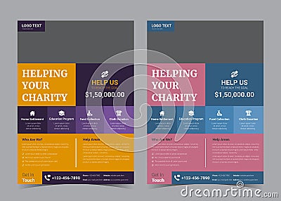 charity home settlement flyer template. fund collection flyer template Vector Illustration