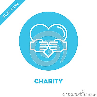 charity icon vector from charity elements collection. Thin line charity outline icon vector illustration. Linear symbol for use Vector Illustration