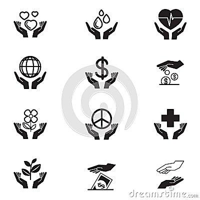 Charity icons set Vector Illustration