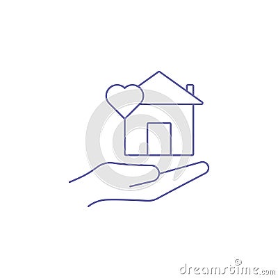 Creative charity home outline icon vector Vector Illustration