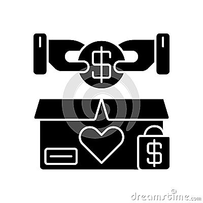 Charity shop black glyph icon Vector Illustration